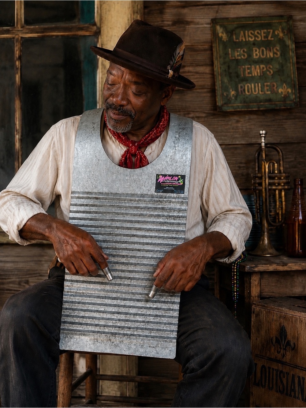 Official Waylon Thibodeaux Cajun Zydeco Rubboard Frottoir Washboard Percussion